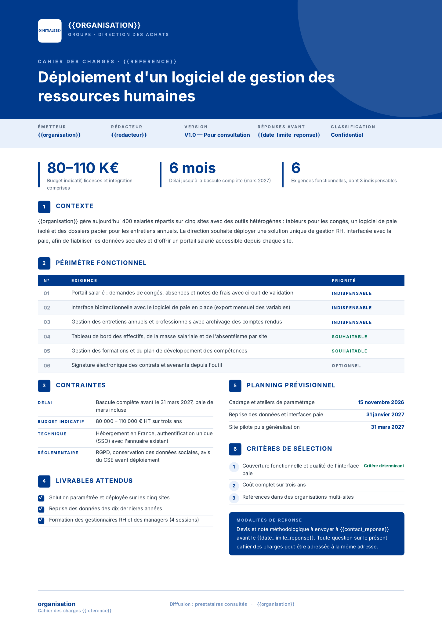 Modèle Modèle de Cahier des charges  · Groupe
