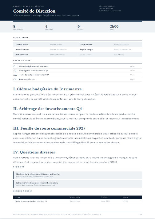 Modèle Compte-rendu de réunion